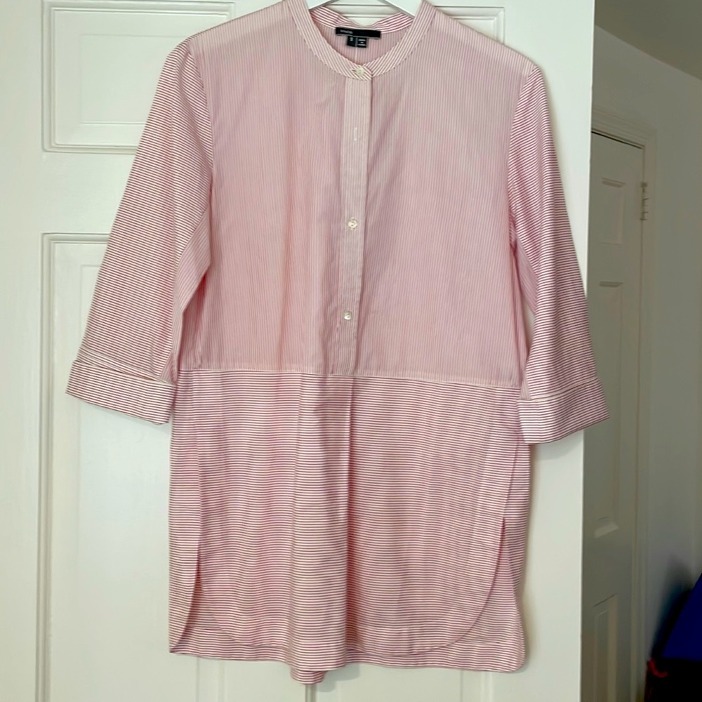 Vince white and red stripe tunic style top